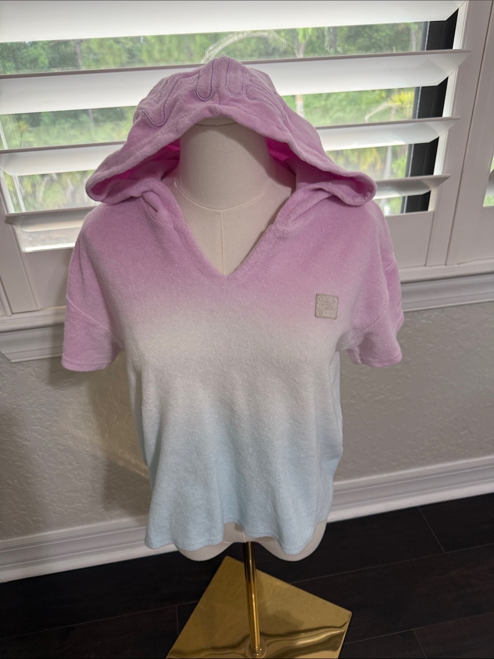 Girls FILA Ombre Pink to White Terry Hooded Tee